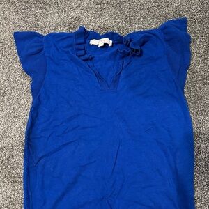 LOFT Royal Blue Flutter Sleeve Blouse